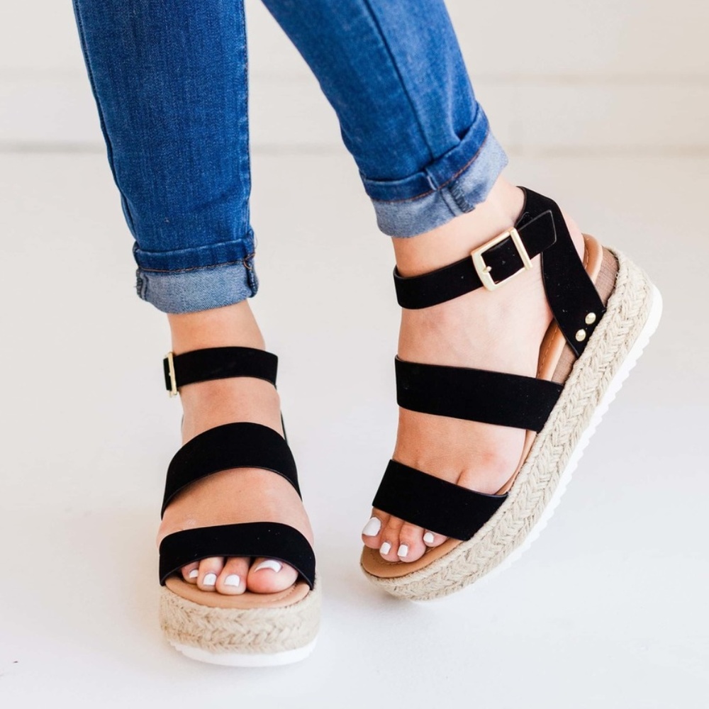 "The Lola" Black Espadrille Sandals